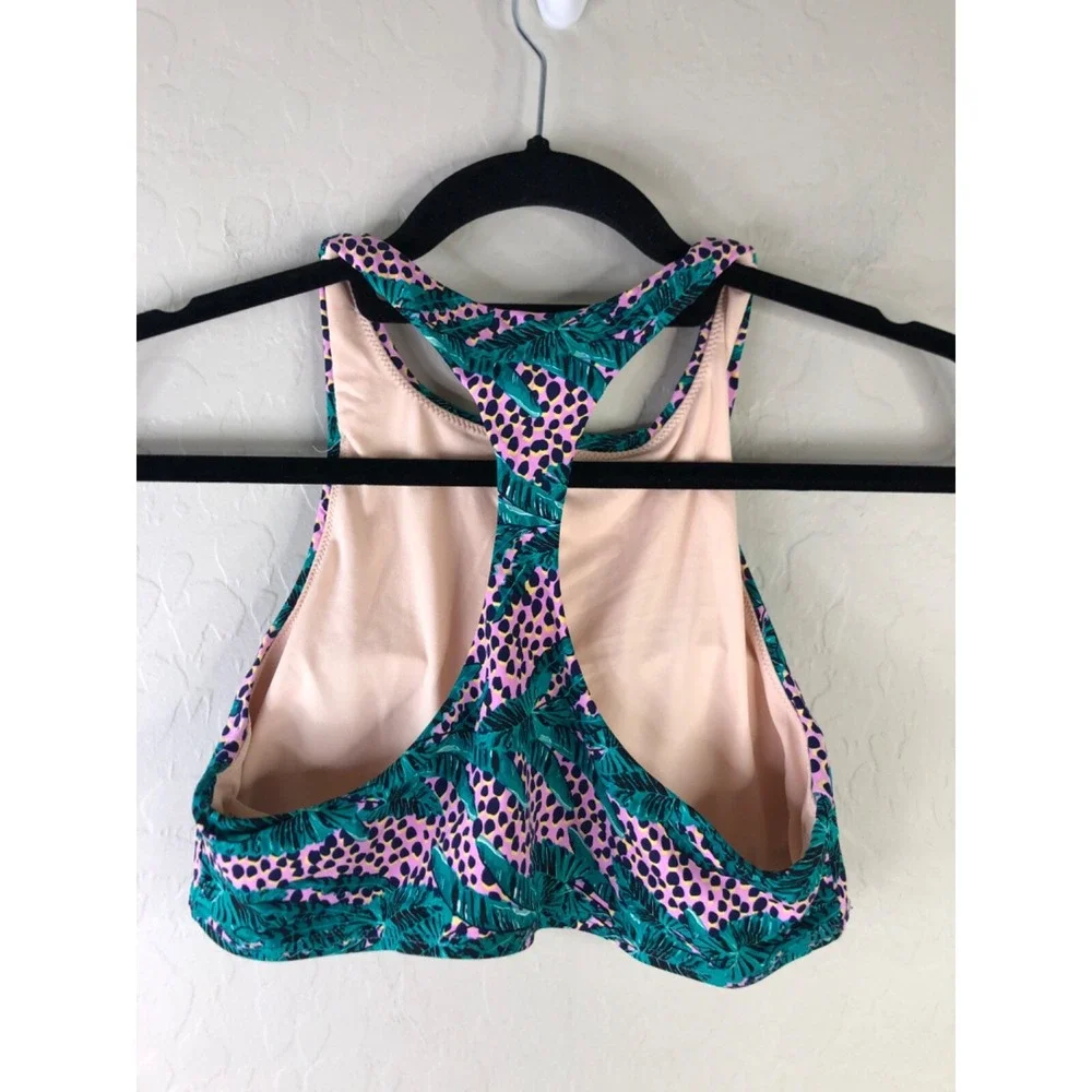 Cotton On Body Womens Medium Tropical Racerback Swim Top Green Purple 664184